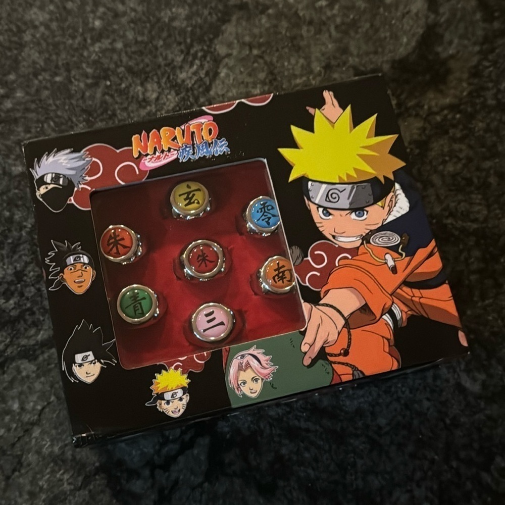 NARUTO METAL ACTION FIGURE RINGS 10PCS ANIME